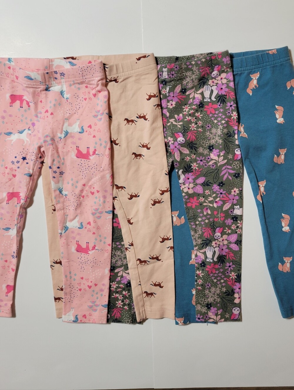 Carter’s Toddler Girls Leggings Lot Size 3T Unicorn Fox Floral Printed Pants
